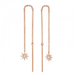0.10ct 14k Rose Gold Diamond Star Threader Earring
