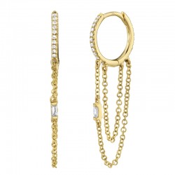 0.18ct 14k Yellow Gold Diamond Baguette Huggie Earring