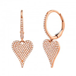 0.47ct 14k Rose Gold Diamond Pave Heart Earring