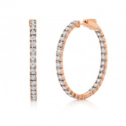 1.90ct 14k Rose Gold Diamond Hoop Earring