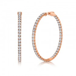 2.65ct 14k Rose Gold Diamond Hoop Earring