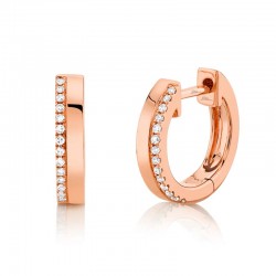 0.08ct 14k Rose Gold Diamond Huggie Earring