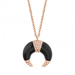0.08ct Diamond and 1.31ct Onyx 14k Rose Gold Crescent Necklace