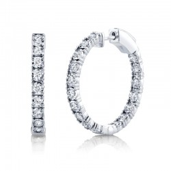 1.06ct 14k White Gold Diamond Hoop Earring