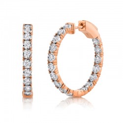 1.06ct 14k Rose Gold Diamond Hoop Earring