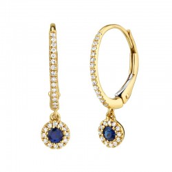 0.15ct Diamond and 0.23ct Blue Sapphire 14k Yellwo Gold Earring