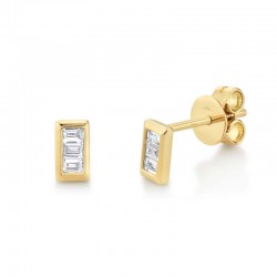 0.15ct 14k Yellow Gold Diamond Baguette Stud Earring