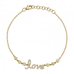 0.19ct 14k Yellow Gold Diamond "Love" Bracelet