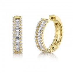 1.67ct 14k Yellow Gold Diamond Baguette Hoop Earring