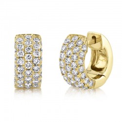 1.17ct 14k Yellow Gold Diamond Pave Huggie Earring