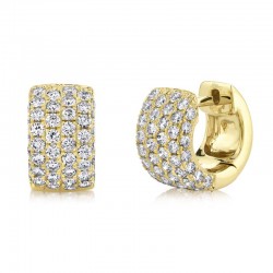 1.33ct 14k Yellow Gold Diamond Pave Huggie Earring