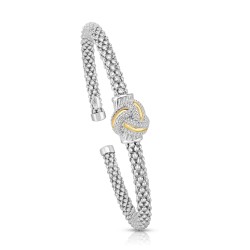 18K Gold And Sterling Silver Popcorn Cuff Love Knot Bangle