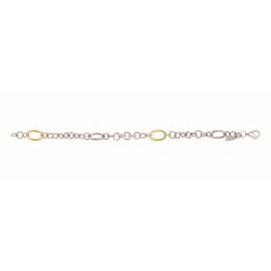 Silver And 18Kt Gold Italian Cable Link Bracelet