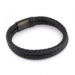 Italgem Steel Leather Bracelet