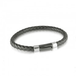 Italgem Steel Leather Bracelet