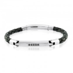 Italgem Steel Leather Bracelet