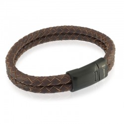 Italgem Steel Leather Bracelet