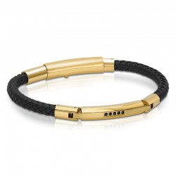 Italgem Steel Leather Bracelet