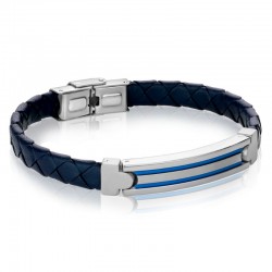 Italgem Steel Leather Bracelet