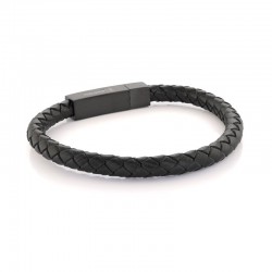Italgem Steel Leather Bracelet