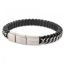 Italgem Steel Leather Bracelet