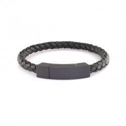 Italgem Steel Leather Bracelet