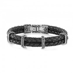 Italgem Steel Leather Bracelet