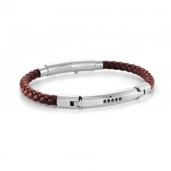 Italgem Steel Leather Bracelet
