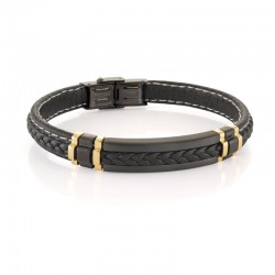 Italgem Steel Leather Bracelet