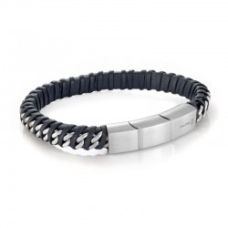 Italgem Steel Leather Bracelet
