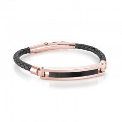 Italgem Steel Leather Bracelet