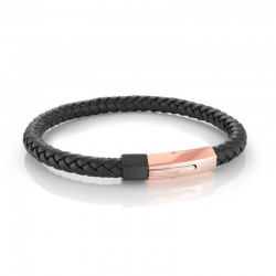 Italgem Steel Leather Bracelet