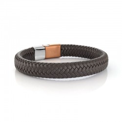 Italgem Steel Leather Bracelet