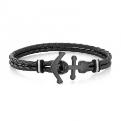 Italgem Steel Leather Bracelet