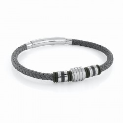 Italgem Steel Leather Bracelet