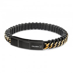 Italgem Steel Leather Bracelet