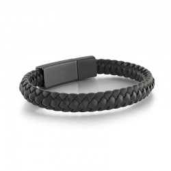 Italgem Steel Leather Bracelet