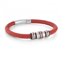 Italgem Steel Leather Bracelet