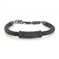 Italgem Steel Leather Bracelet