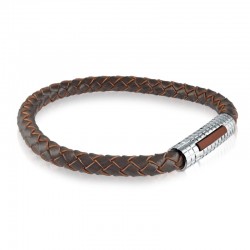 Italgem Steel Leather Bracelet