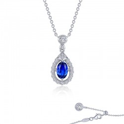 Fancy Lab-Grown Sapphire Halo Necklace