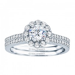 Rm1058-14k White Gold Round Cut Halo Diamond Semi Mount Engagement Ring