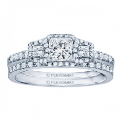 Rm1315-14k White Gold Princess Cut Halo Diamond Semi Mount Engagement Ring