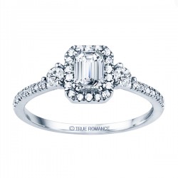 Rm1345e-14k White Gold Emerald Cut Halo Diamond Semi Mount Engagement Ring