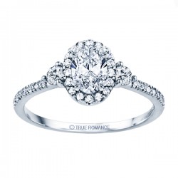 Rm1345v-14k White Gold Oval Cut Halo Diamond Semi Mount Engagement Ring