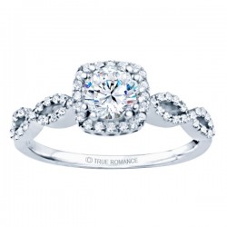 Rm1390-14k White Gold Round Cut Halo Diamond Infinity Semi Mount Engagement Ring