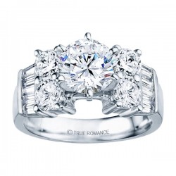 Rm387-14k White Gold Classic Semi Mount Engagement Ring