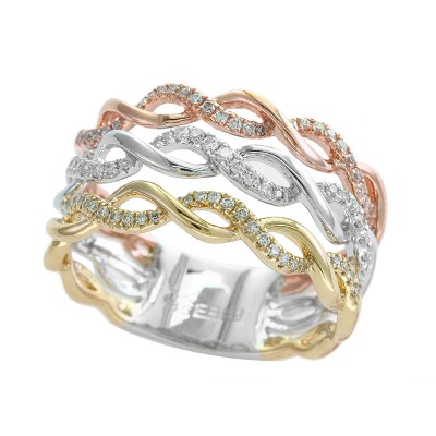 EFFY 14K Wht/Yel/Pnk Diamond Ring