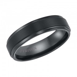 Black Tungsten Carbide Satin Finish Flat Center with Bright Step Edge Comfort Fit Band.