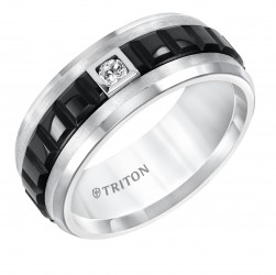 Limited Edition Two Tone Tungsten Carbide Band with Diamond Detail
